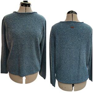 Columbia Women's Size Large Nubby Crew Neck Marled Blue Sweater